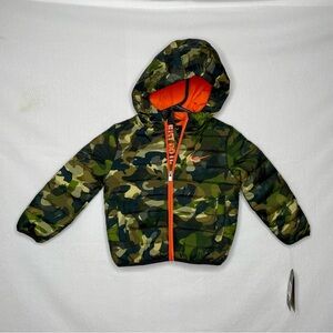 NEW Nike Just Do It Youth Toddler Puffer Camo Coat Green Orange Boy Winter